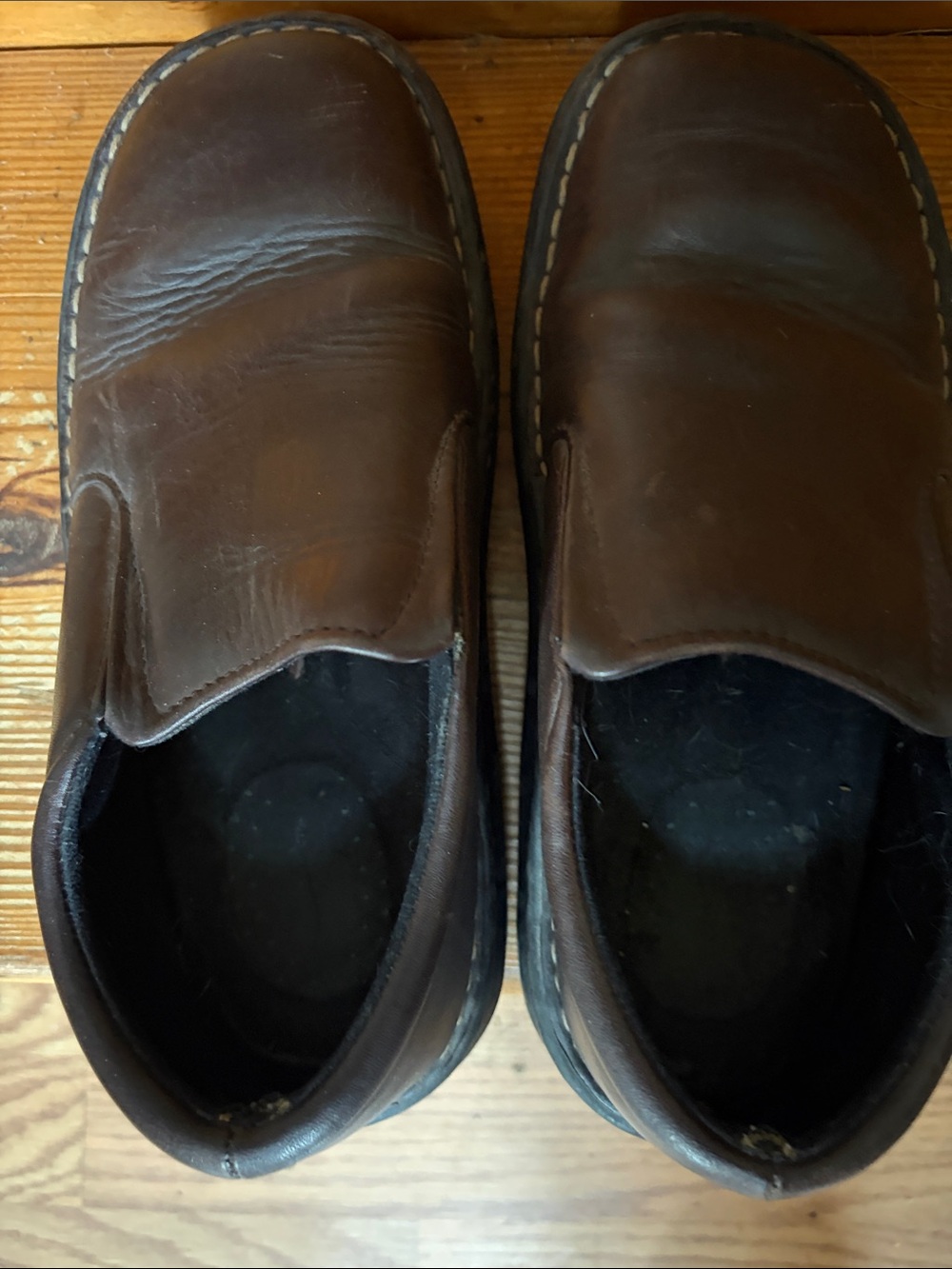 Thom McCann Brown Leather Slip-On Loafers